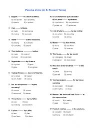 English Worksheet: Passive Voice  (in S. Present Tense)