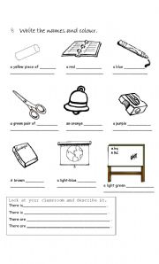 English Worksheet: CLASSROOM OBJECTS
