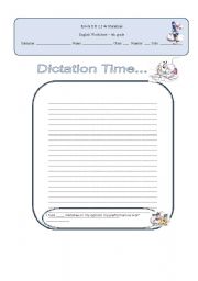 English worksheet: Dictation sheet