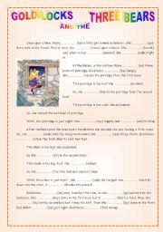 English Worksheet: Past Simple - Goldilocks and the three bears