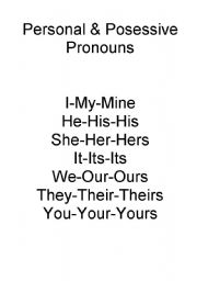 English Worksheet: Personal & Posessive Pronouns