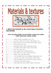English Worksheet: materials & textures - 2 pages