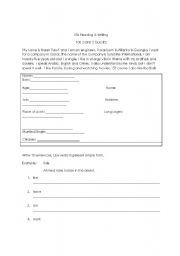 English worksheet: Reading and Writing quiz