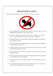 English Worksheet:  Breaking the Rules