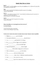 English worksheet: Modal Verbs