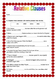 English Worksheet: Relative Clauses