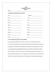 English Worksheet: Reading and Writing quiz