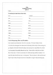 English worksheet: Reading and Writing quiz