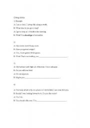 English worksheet: Giving Advice Conversation Practice