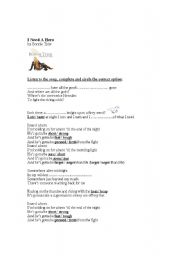 English worksheet: Song: I need a hero by Bonnie Tyler