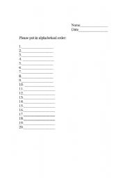 English Worksheet: Alphabetical form