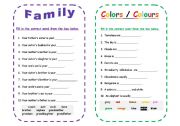 English Worksheet: Family /  Colors