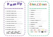 English Worksheet: Family /  Colors