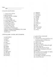 English Worksheet: The Lightning Thief Character Quiz