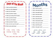 English Worksheet: Days of the Week and Months