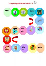 English Worksheet: Irregular past tense verbs  Board Game 2