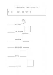 English worksheet: Complete with the correct word from the box