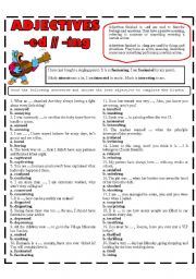 English Worksheet: ADJECTIVES FINISHED IN ED/ING