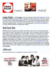 English Worksheet: cOMIC RELIEF AND RED NOSE DAY 2009