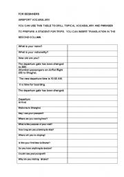 English worksheet: Aireport vocabulary
