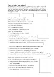 English Worksheet: Can you follow instructions