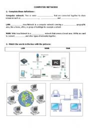 English Worksheet: COMPUTER NETWORK