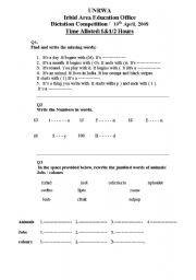 English worksheet: dictation