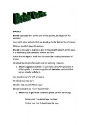 English Worksheet: modal verbs should and ought to 