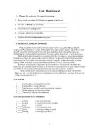 English worksheet: Rainforest