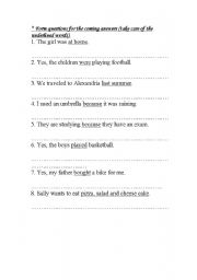 English worksheet: form questions