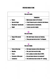 English worksheet: Prepositions of time