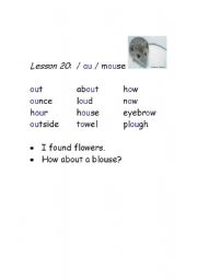 English Worksheet: Phonetics-vowels-dipthong /au/