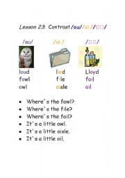 English Worksheet: Phonetics-vowel sounds-dipthongs /au//ai //ɔɪ/ 