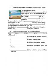 English Worksheet: MY LAST VACATION