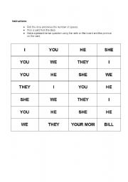 English Worksheet: Present Tense Questions Game