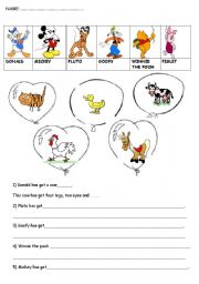 English worksheet: ANIMALS& BODY PARTS