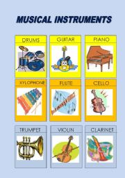 English Worksheet: MUSICAL INSTRUMENTS 1