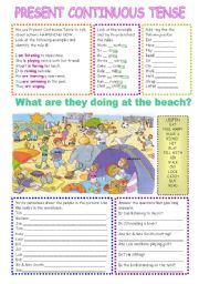 English Worksheet: present continuous tense