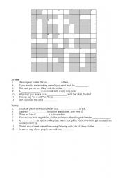 English worksheet: Crossword puzzle generl vocabulary