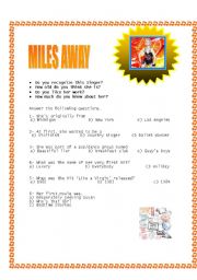 English Worksheet: MADONNA - The Pop Diva [MILES AWAY - song clas]