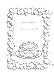 English Worksheet: my birthday cake