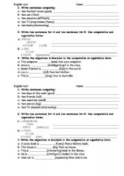 English Worksheet: Comparative and superlative adjectives Test