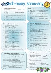 English Worksheet: much-many, some-any