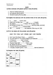 English worksheet: present perfect tense exercises