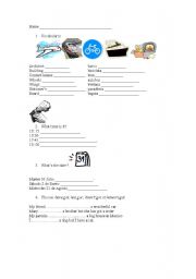 English worksheet: test for beginners