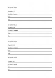 English worksheet: boarding cards