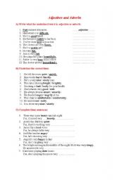 English worksheet: ADJECTIVES AND ADVERBS