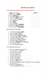 English Worksheet: ADJECTIVES AND ADVERBS