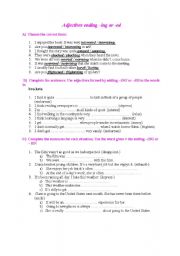 English Worksheet: ADJECTIVES ENDING -ING OR -ED