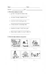 English Worksheet: daily routines